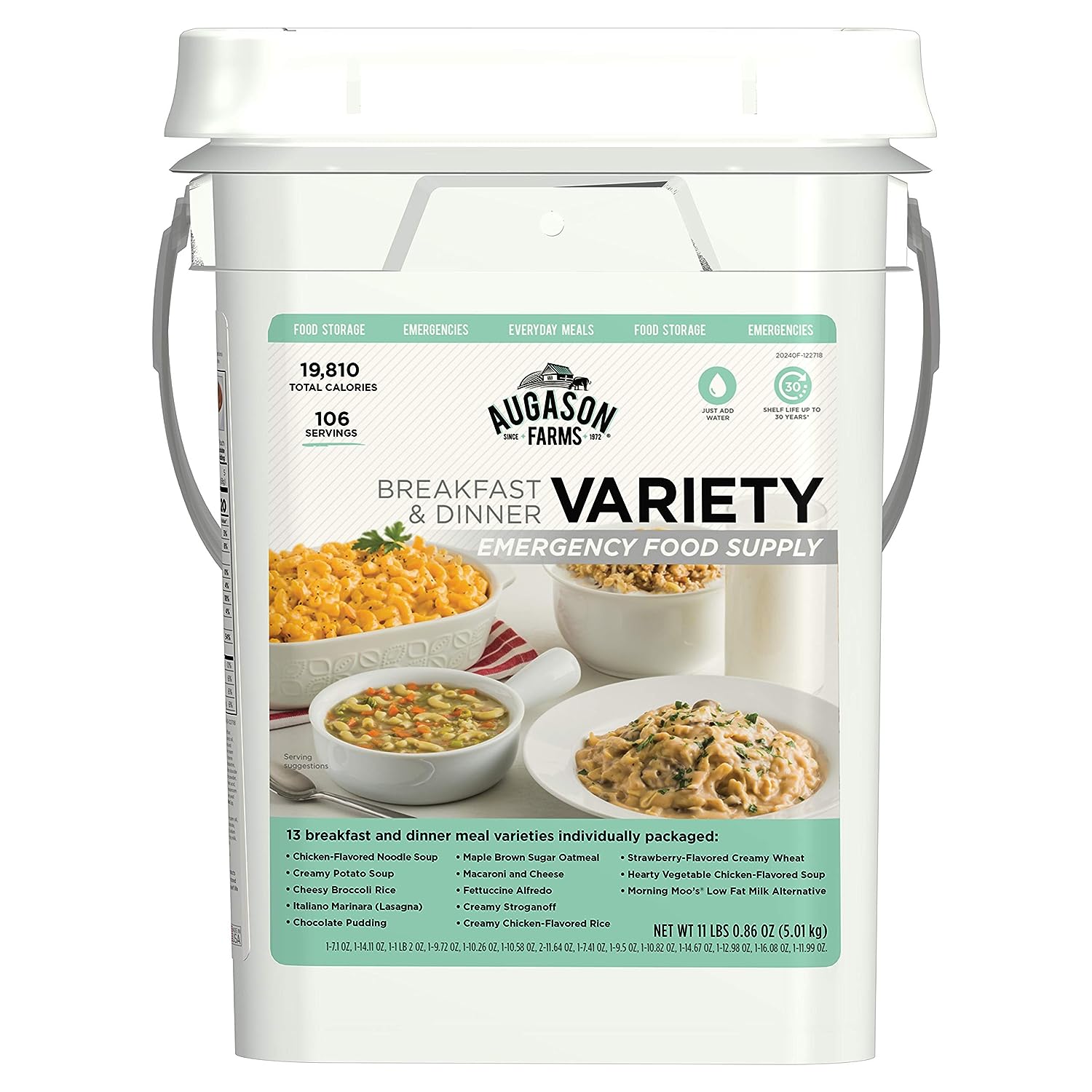 Augason Farms Breakfast and Dinner Variety Pail Emergency Food Supply Everyday Meals 4 Gallon Pail & 5-90620 Country Fresh 100% Real Instant Nonfat Dry Milk, 1 lb., 13 oz. - Image 2